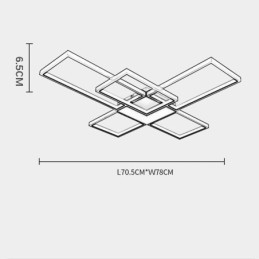 Lampada da soffitto minimalista a cinque luci quadrate con regolazione continua e telecomando da 92 W