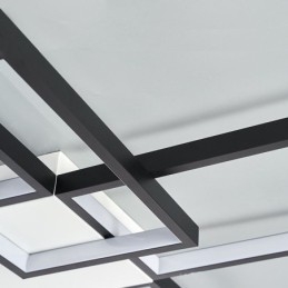 Lampada da soffitto minimalista a cinque luci quadrate con regolazione continua e telecomando da 92 W