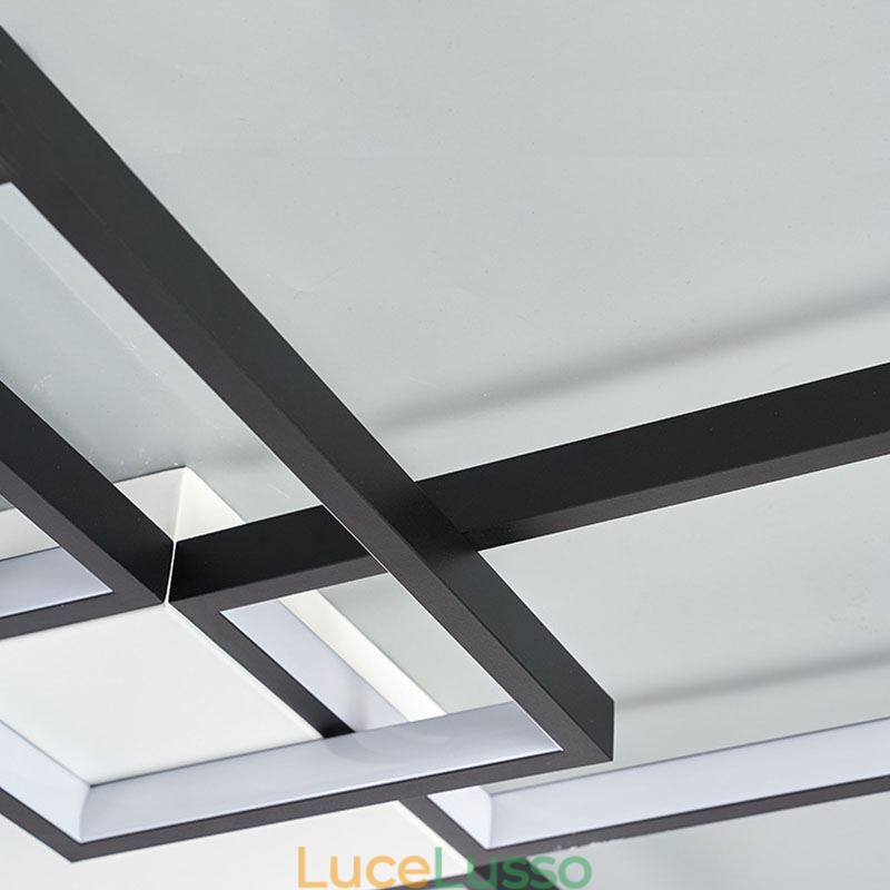 Lampada da soffitto minimalista a cinque luci quadrate con regolazione continua e telecomando da 92 W