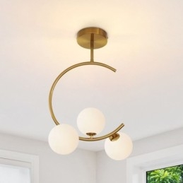 Plafoniera moderna e semplice a tre teste in vetro bianco latte G9 5W