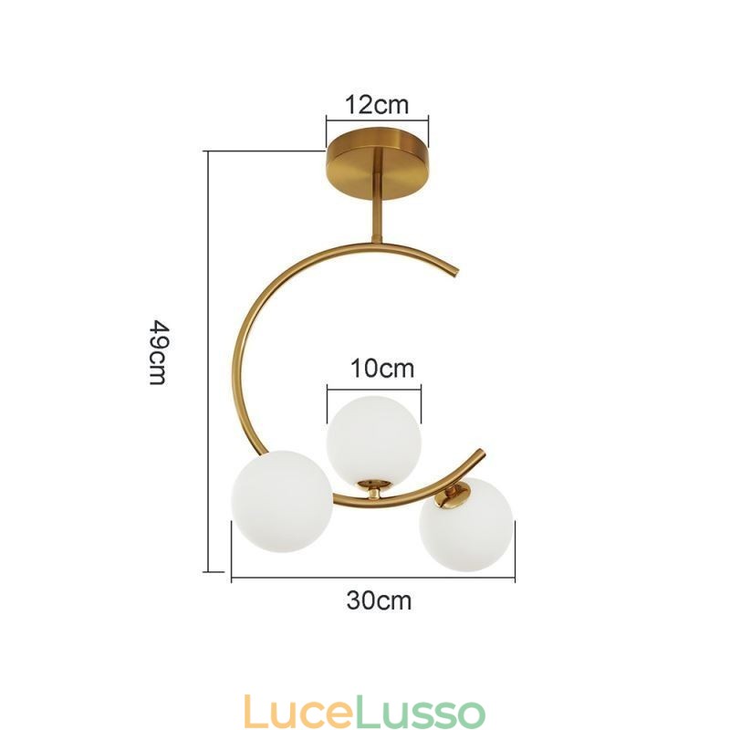 Plafoniera moderna e semplice a tre teste in vetro bianco latte G9 5W