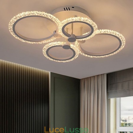 Plafoniera a forma di fiore in acrilico con cerchio minimalista moderno da montare a filo Plafoniera a forma di fiore in acrilico con cerchio minimalista moderno da montare a filo