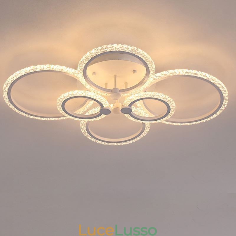 Plafoniera a forma di fiore in acrilico con cerchio minimalista moderno da montare a filo
