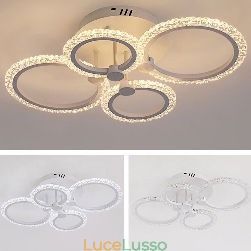Plafoniera a forma di fiore in acrilico con cerchio minimalista moderno da montare a filo