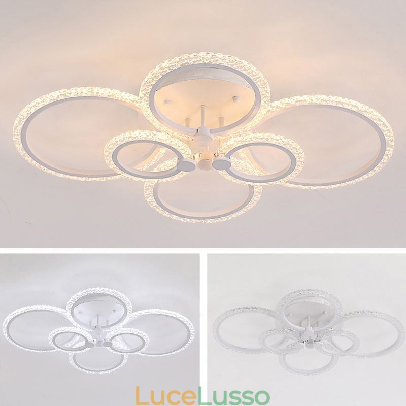 Plafoniera a forma di fiore in acrilico con cerchio minimalista moderno da montare a filo