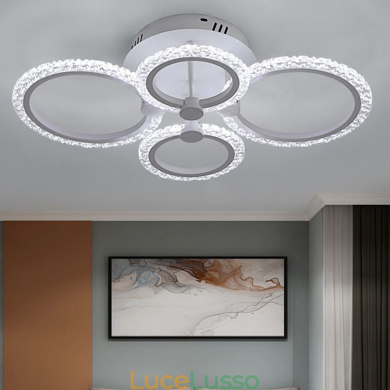 Plafoniera a forma di fiore in acrilico con cerchio minimalista moderno da montare a filo