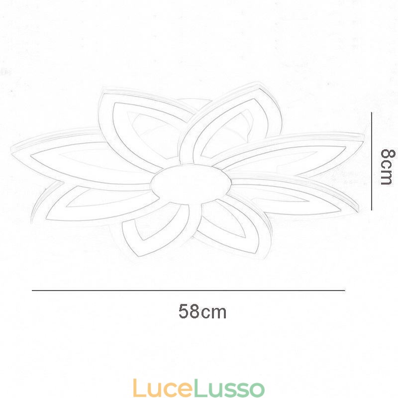 Plafoniera con fiore in acrilico accattivante da montare a filo, 55 cm