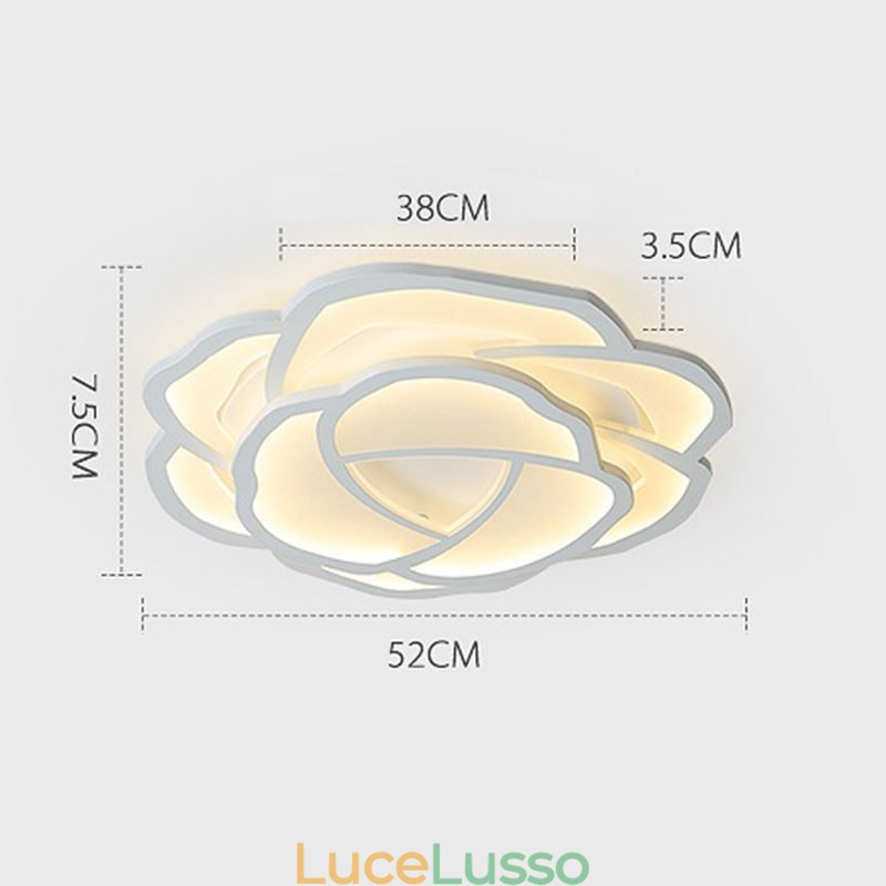 Plafoniera moderna semplice acrilica a forma di rosa da 52 cm, montaggio a filo