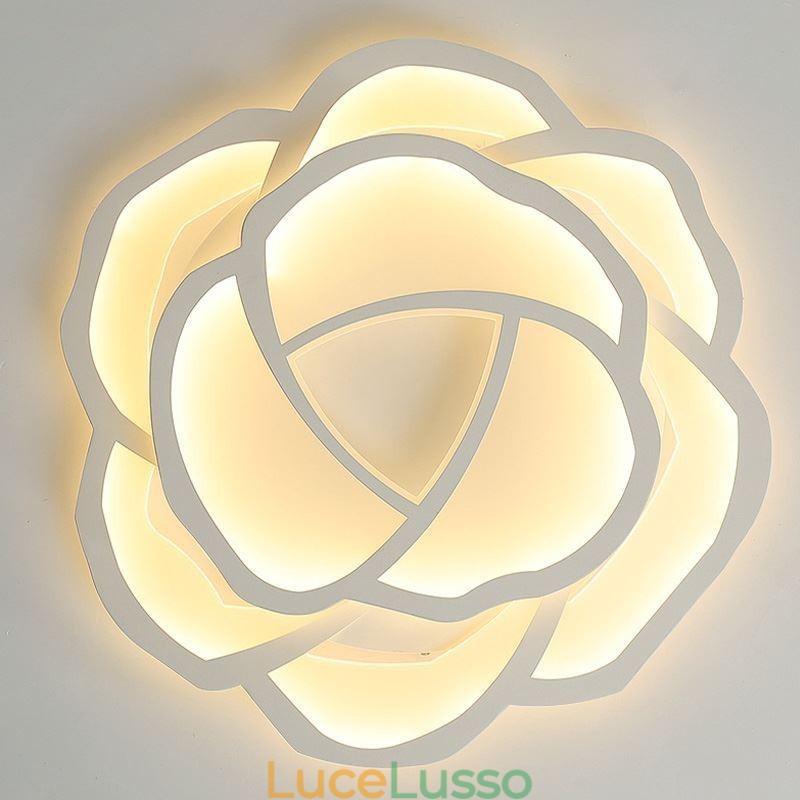 Plafoniera moderna semplice acrilica a forma di rosa da 52 cm, montaggio a filo