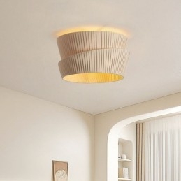 Lampada da soffitto con paralume in tessuto a doppio strato in stile crema francese Wabi Sabi, montaggio a filo