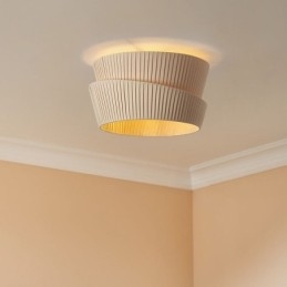 Lampada da soffitto con paralume in tessuto a doppio strato in stile crema francese Wabi Sabi, montaggio a filo