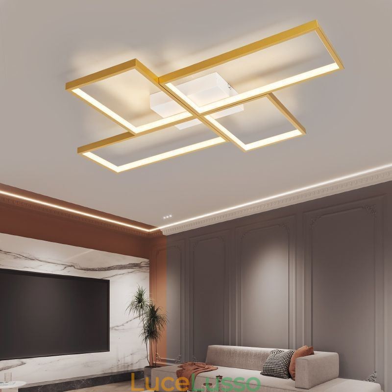 Plafoniera a soffitto con mosaico geometrico quadrato da montare a filo