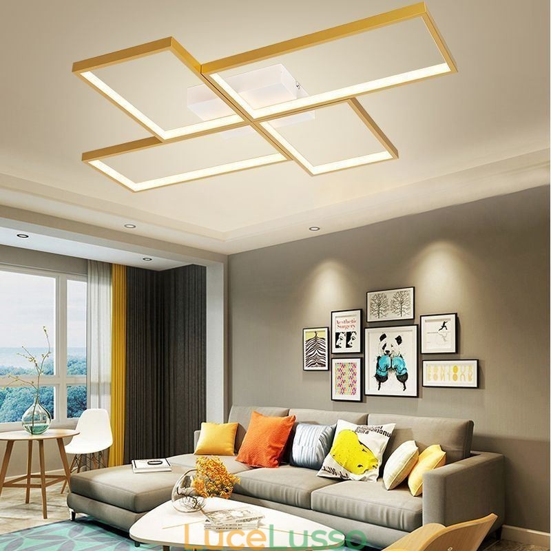 Plafoniera a soffitto con mosaico geometrico quadrato da montare a filo