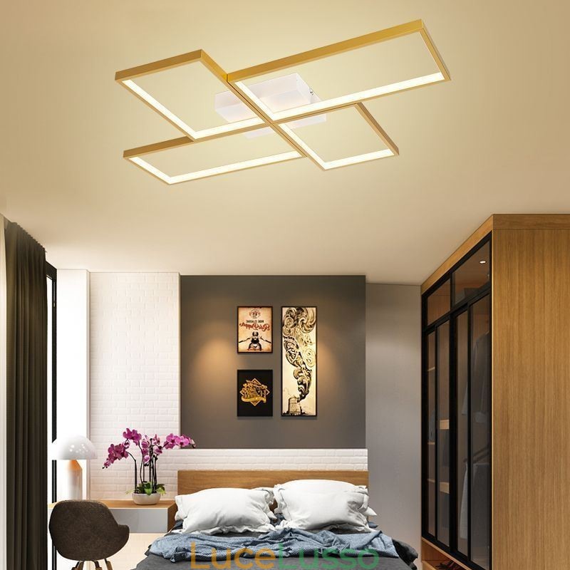 Plafoniera a soffitto con mosaico geometrico quadrato da montare a filo