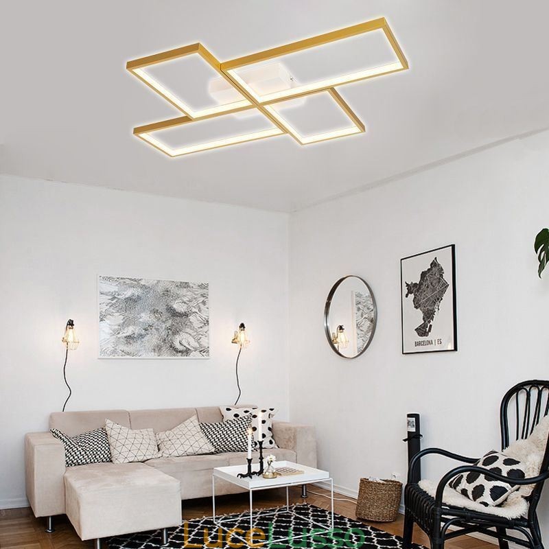 Plafoniera a soffitto con mosaico geometrico quadrato da montare a filo