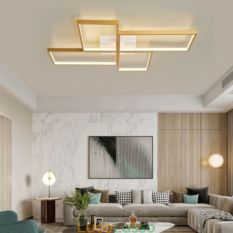 Plafoniera a soffitto con mosaico geometrico quadrato da montare a filo