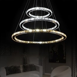Lampade a sospensione Ambra e trasparente K9 Lampadario in cristallo Luci Illuminazione con 3 anelli