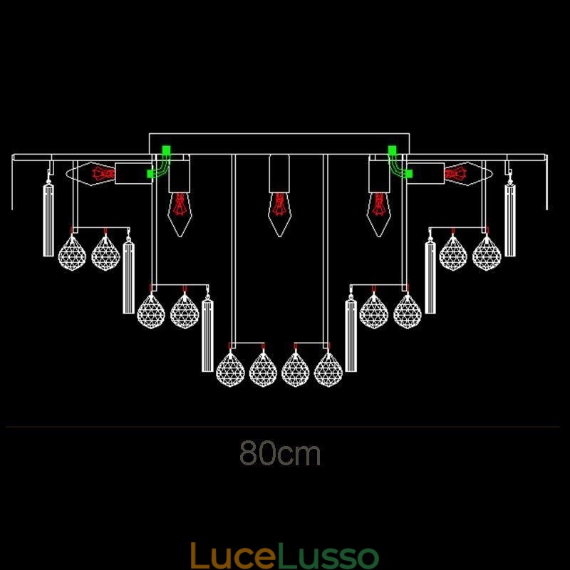 Lampada da soffitto rotonda in cristallo con montaggio a filo e telecomando 80CM