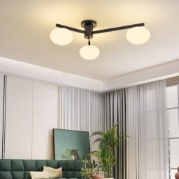 Lampada da soffitto in ferro battuto creativo con montaggio a filo in vetro nordico