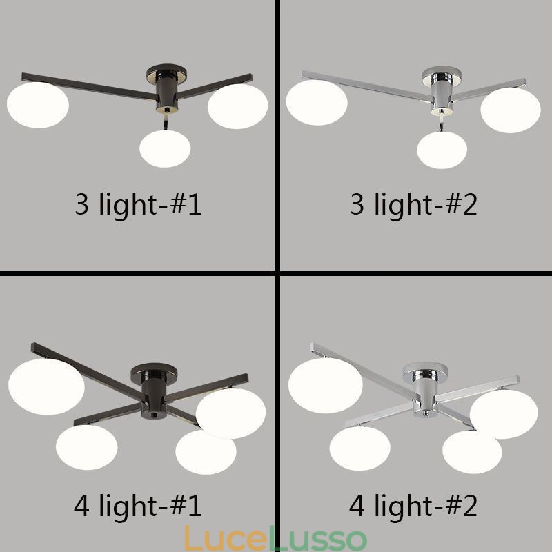 Lampada da soffitto in ferro battuto creativo con montaggio a filo in vetro nordico