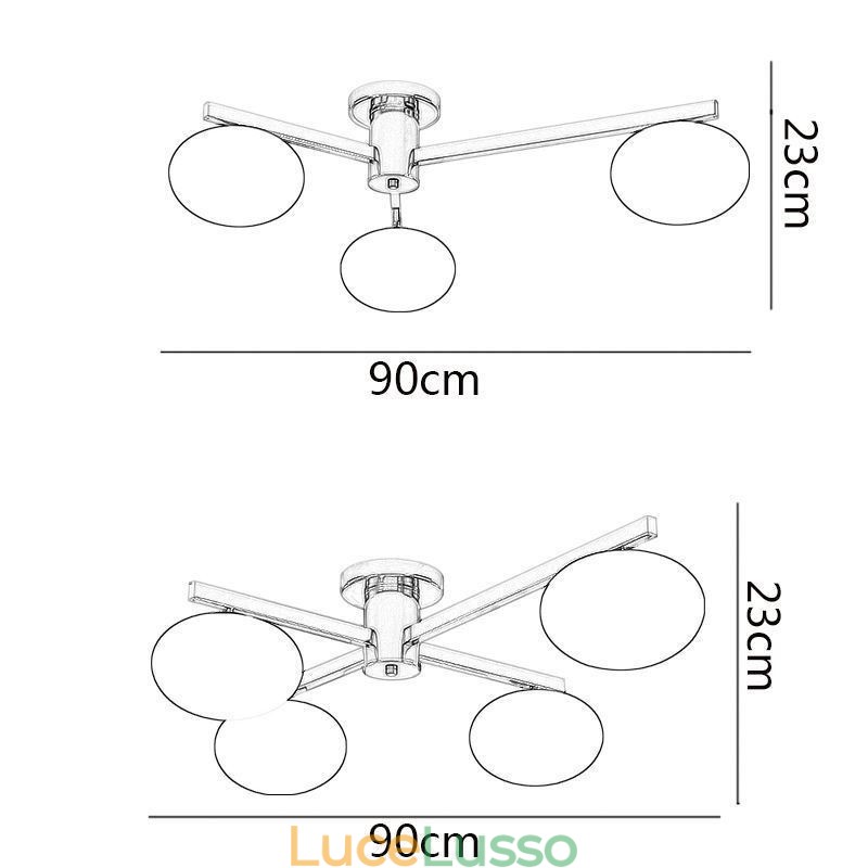 Lampada da soffitto in ferro battuto creativo con montaggio a filo in vetro nordico