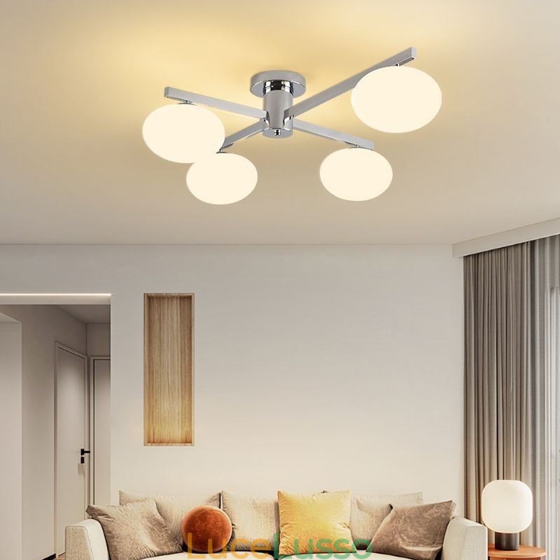 Lampada da soffitto in ferro battuto creativo con montaggio a filo in vetro nordico