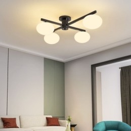 Lampada da soffitto in ferro battuto creativo con montaggio a filo in vetro nordico