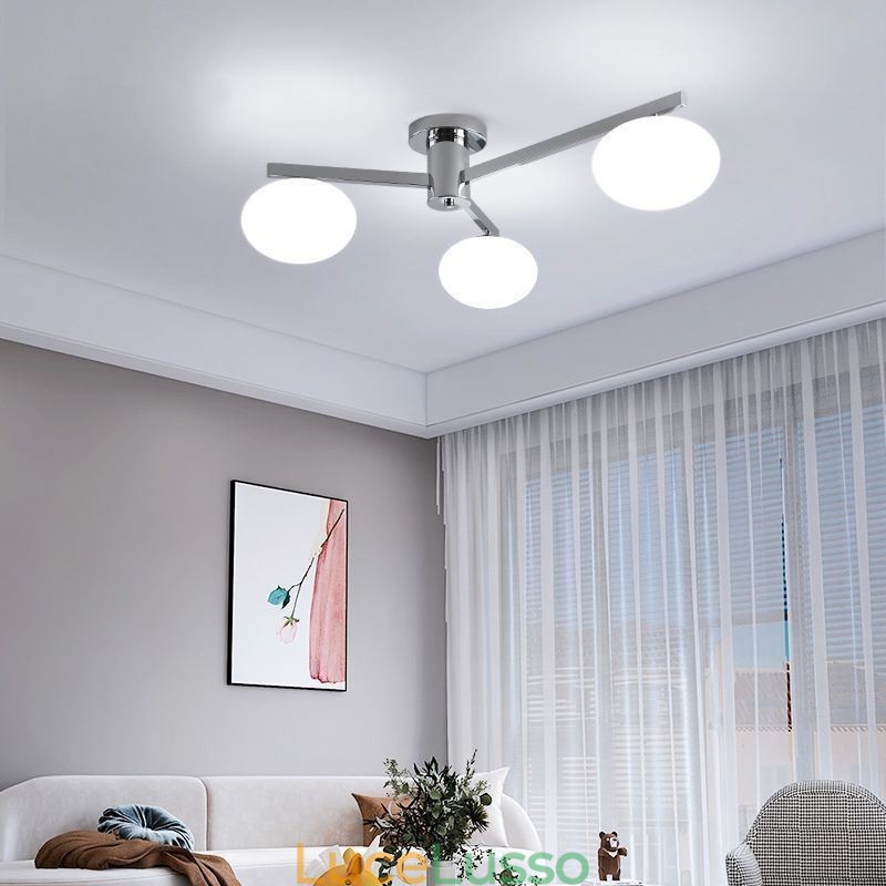 Lampada da soffitto in ferro battuto creativo con montaggio a filo in vetro nordico