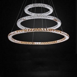 Lampade a sospensione Ambra e trasparente K9 Lampadario in cristallo Luci Illuminazione con 3 anelli