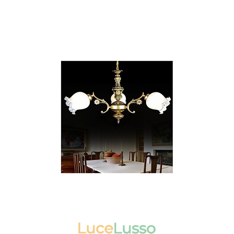 Lampadario in bronzo a tre luci europeo retrò classico
