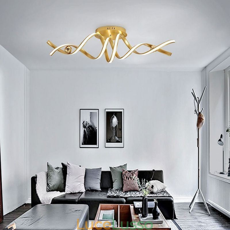 Lampada da soffitto moderna a spirale in alluminio con montaggio a filo