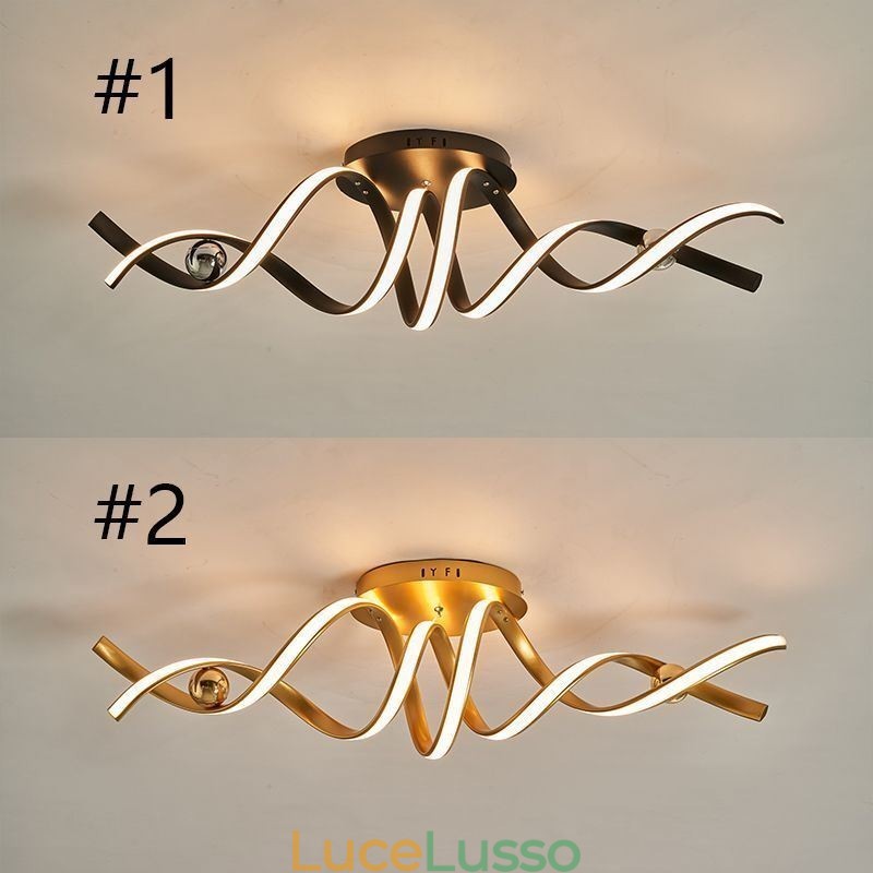 Lampada da soffitto moderna a spirale in alluminio con montaggio a filo