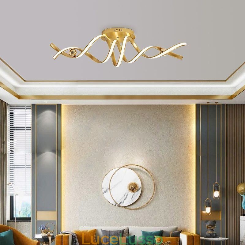 Lampada da soffitto moderna a spirale in alluminio con montaggio a filo