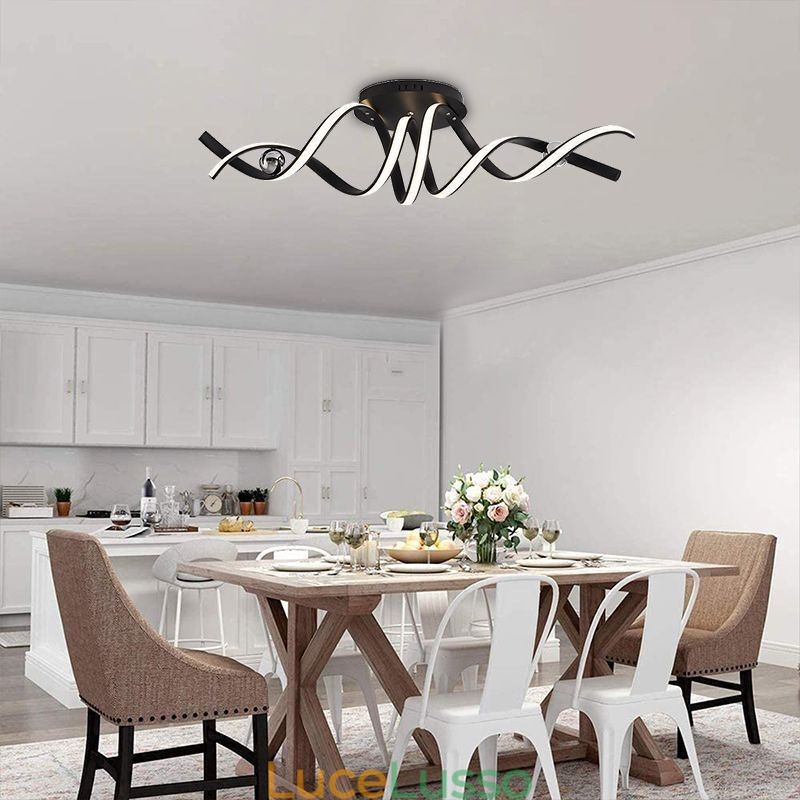 Lampada da soffitto moderna a spirale in alluminio con montaggio a filo
