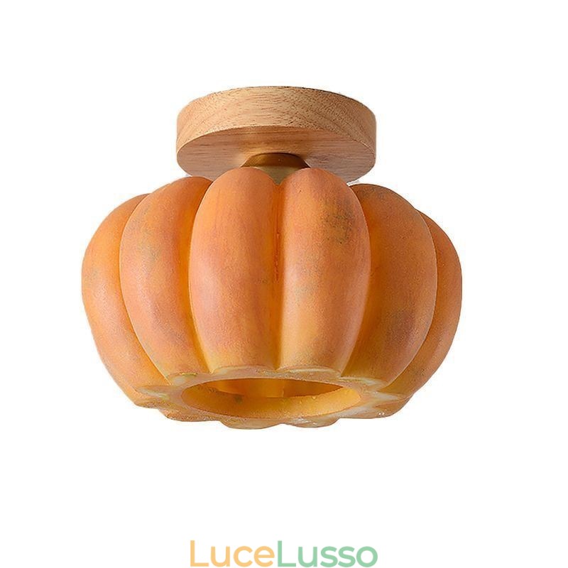 Plafoniere retrò giapponesi a forma di zucca con testa singola da montare a filo