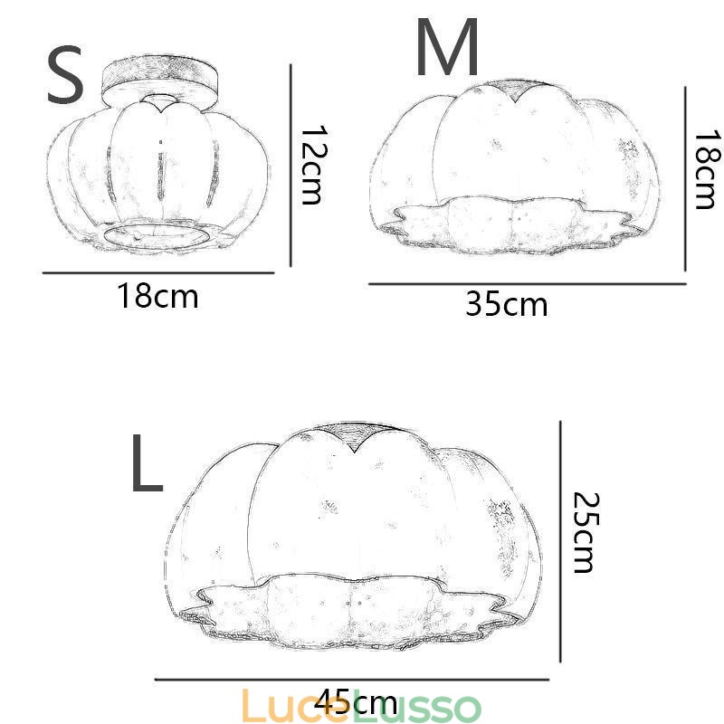 Plafoniere retrò giapponesi a forma di zucca con testa singola da montare a filo