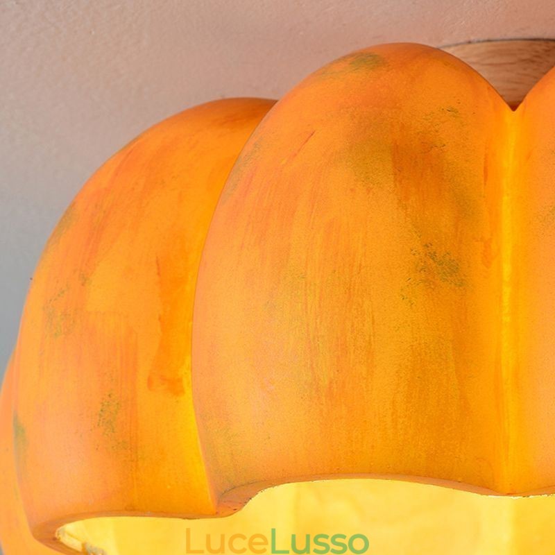 Plafoniere retrò giapponesi a forma di zucca con testa singola da montare a filo