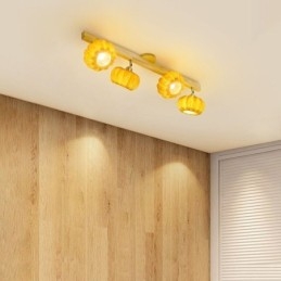 Lampada da soffitto retrò giapponese a doppia zucca piccola da montare a filo