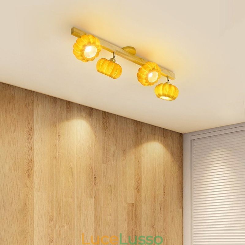 Lampada da soffitto retrò giapponese a doppia zucca piccola da montare a filo