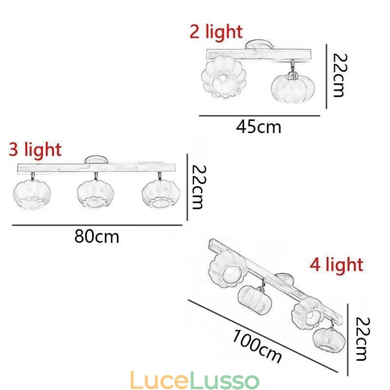 Lampada da soffitto retrò giapponese a doppia zucca piccola da montare a filo