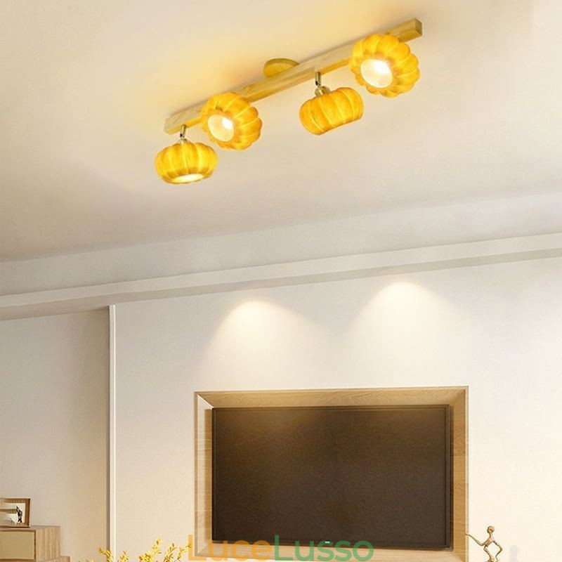 Lampada da soffitto retrò giapponese a doppia zucca piccola da montare a filo
