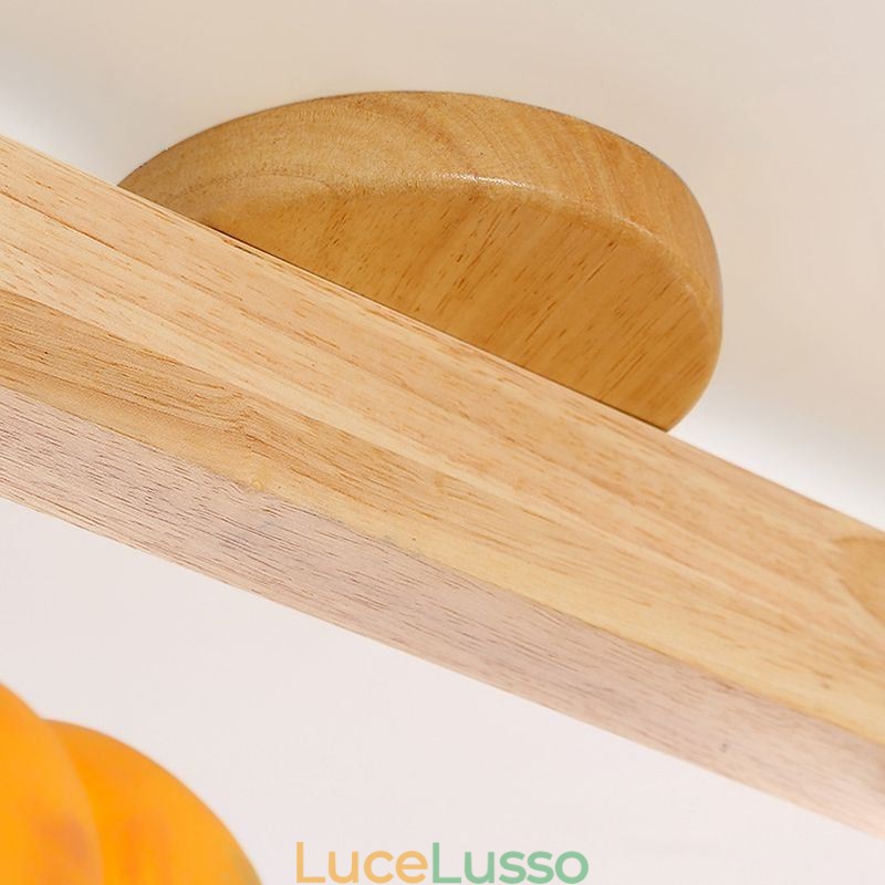 Lampada da soffitto retrò giapponese a doppia zucca piccola da montare a filo