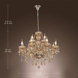 Lampadario di cristallo di lusso moderno 2 livelli soggiorno 12 luci