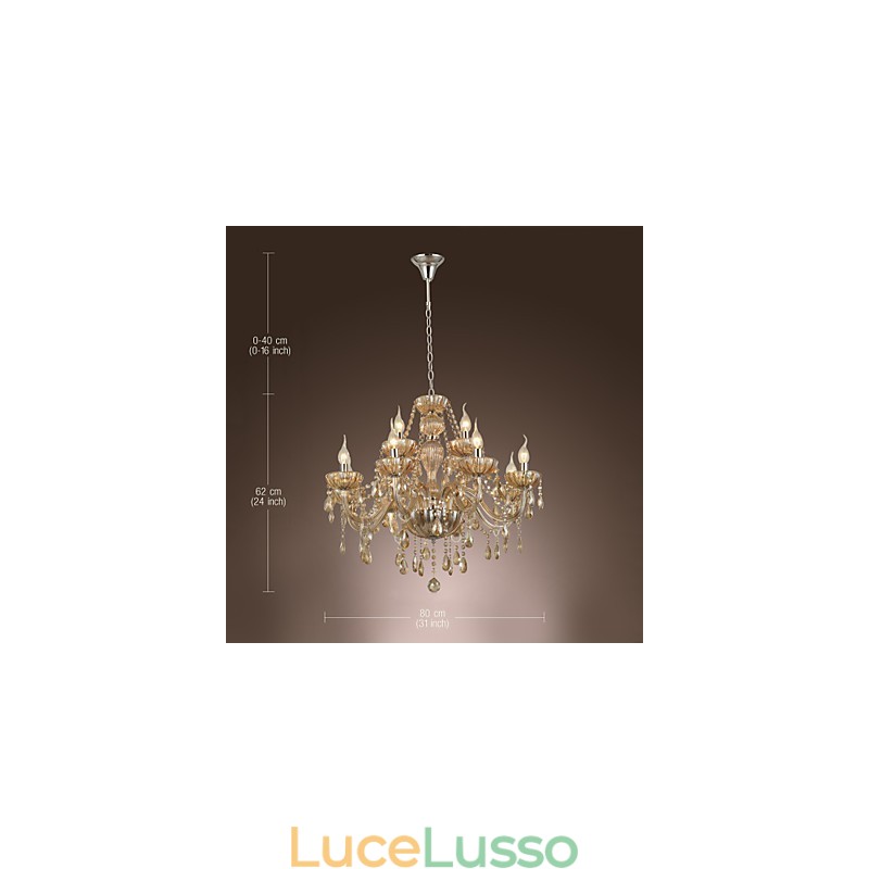 Lampadario di cristallo di lusso moderno 2 livelli soggiorno 12 luci
