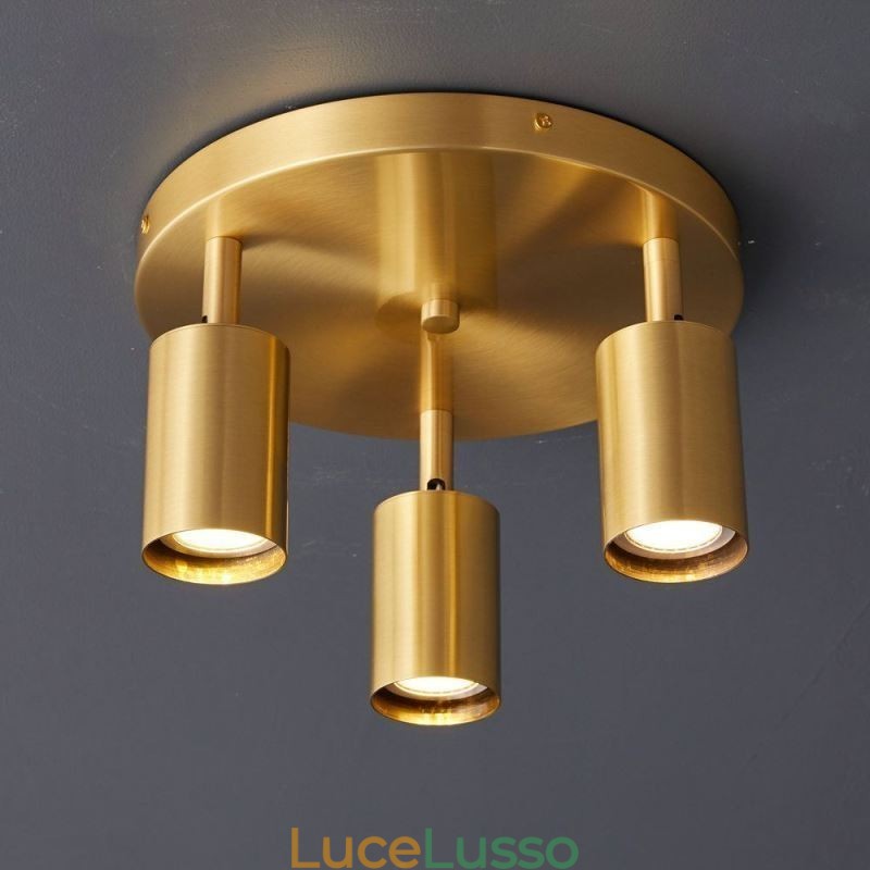 Lampada da soffitto moderna con montaggio a filo, lampada da soffitto nera dorata con 3 luci, illuminazione artistica in rame per la casa