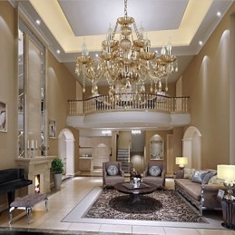 Lampadario di cristallo di lusso moderno 2 livelli soggiorno 12 luci