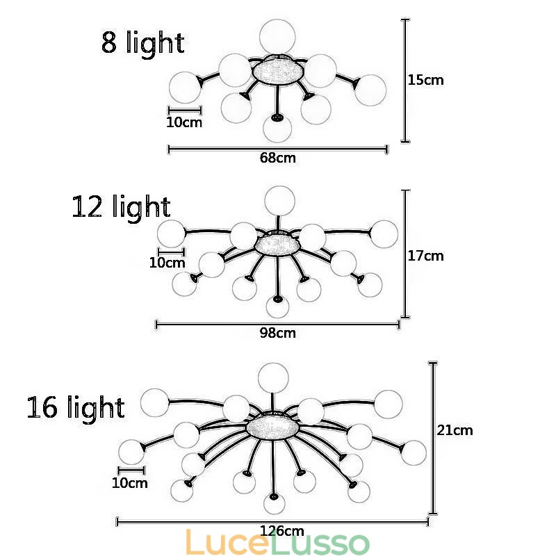 Lampada da soffitto moderna a filo nera decorativa
