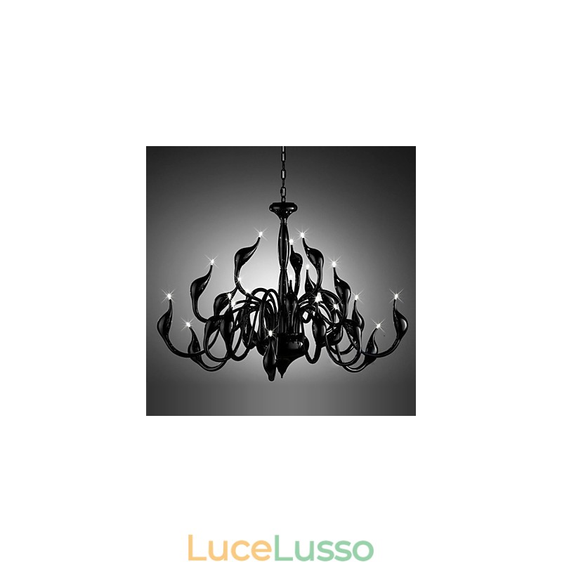 Lampadario moderno 24 luci G4 nero dipinto