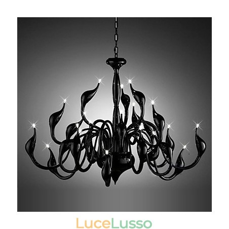 Lampadario moderno 24 luci G4 nero dipinto Lampadario moderno 24 luci G4 nero dipinto