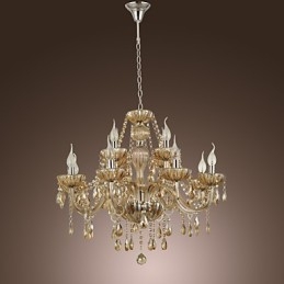 Lampadario di cristallo di lusso moderno 2 livelli soggiorno 12 luci